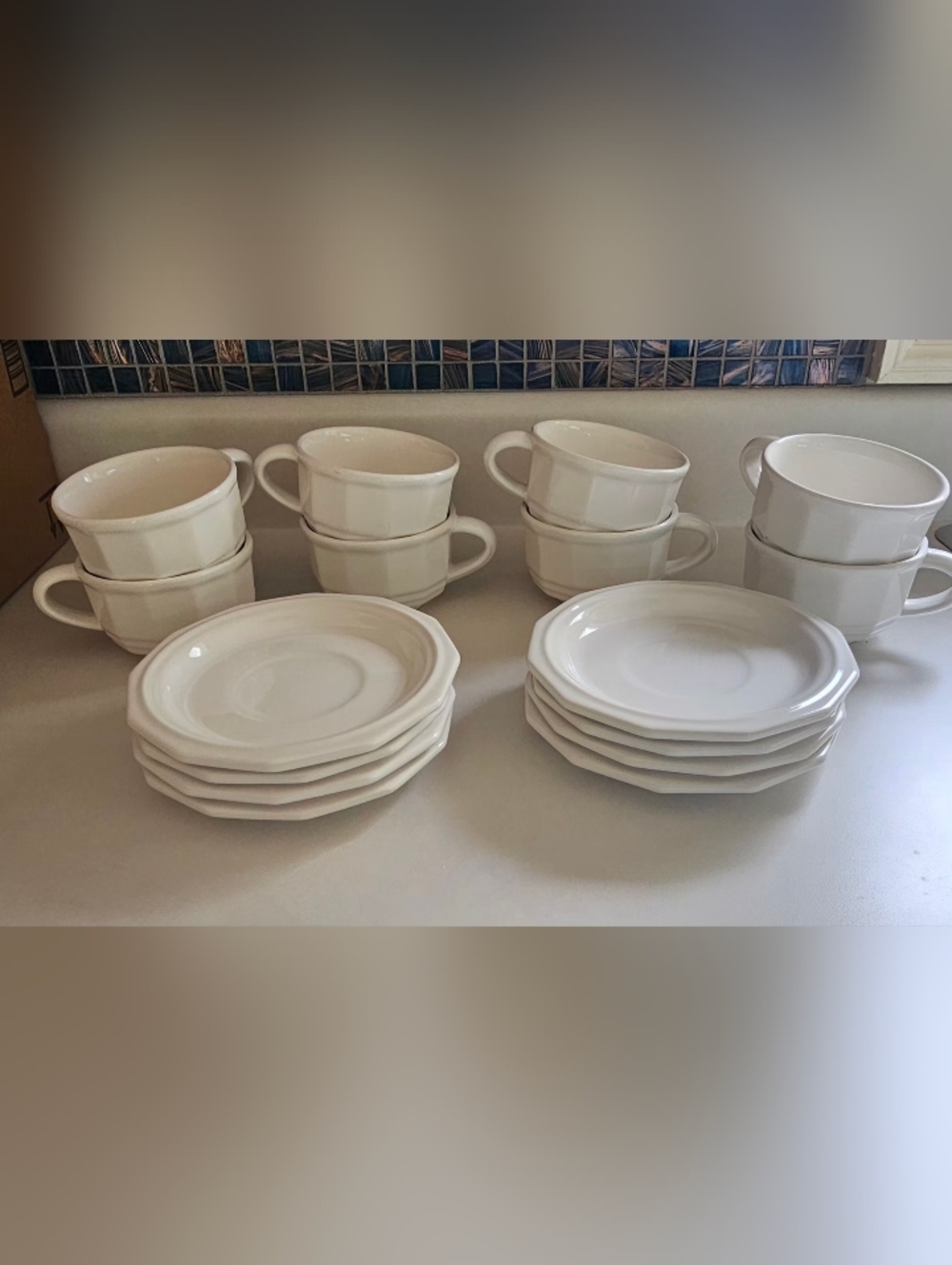 Vintage Pfaltzgraff Heritage White Coffee Mug Saucer Set